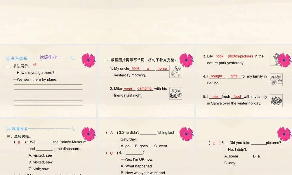 六年级英语下册 Unit 3 Where did you go达标作业习题课件 人教PEP版-人教PEP小学六年级下册英语课件