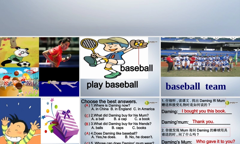 六年级英语下册 Module6 Unit 1 I bought you this book课件（1） 外研版