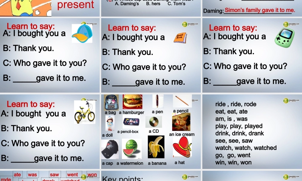 六年级英语下册 Module6 Unit 1 I bought you this book课件（1） 外研版