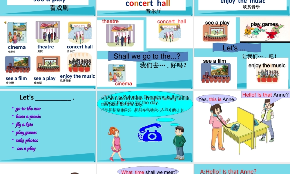 六年级英语上册 Unit 11 Shall we go to the theatre课件1 湘少版-湘少版小学六年级上册英语课件
