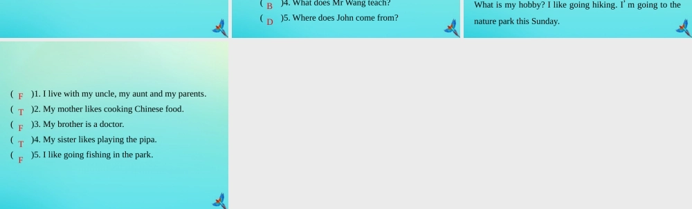 六年级英语上册 Unit 4 I have a pen pal单元达标作业（四）练习课件 人教PEP版-人教PEP小学六年级上册英语课件