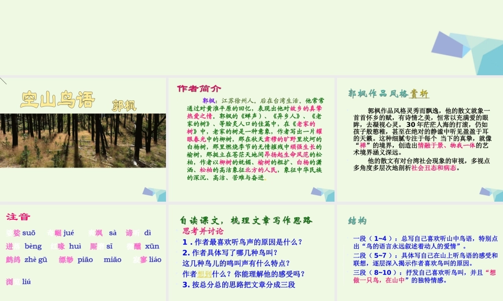 六年级语文上册 空山鸟语课件1 湘教版-湘教版小学六年级上册语文课件