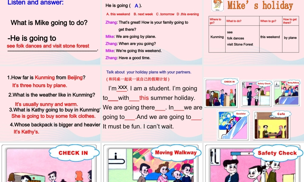 六年级英语下册 Recycle Mike's happy days课件1 人教PEP版-人教PEP小学六年级下册英语课件