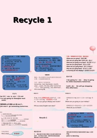 六年级英语下册 Recycle Mike's happy days课件3 人教PEP版-人教PEP小学六年级下册英语课件