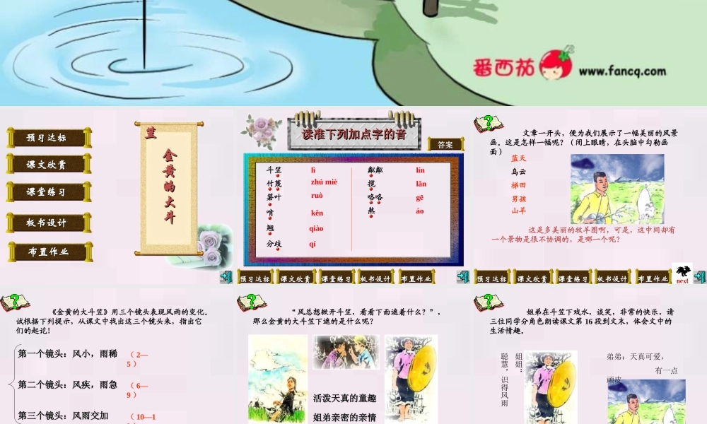 六年级语文上册 第2课《金黄的大斗笠》课件1 沪教版-沪教版小学六年级上册语文课件