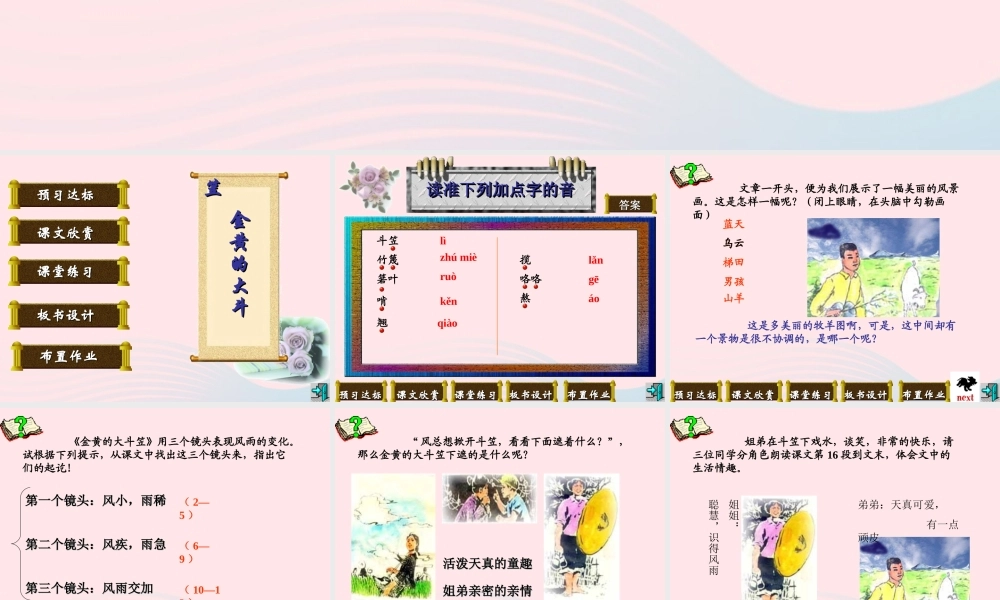 六年级语文上册 第2课《金黄的大斗笠》课件2 沪教版-沪教版小学六年级上册语文课件