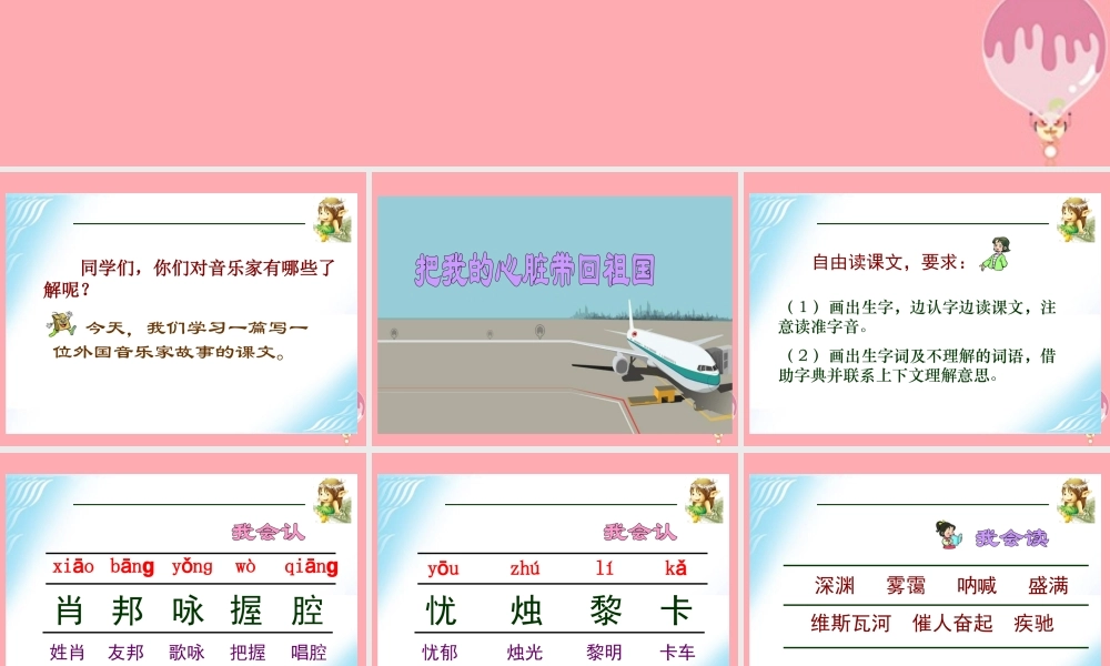 六年级语文上册 第3课 把我的心脏带回祖国课件 苏教版-苏教版小学六年级上册语文课件