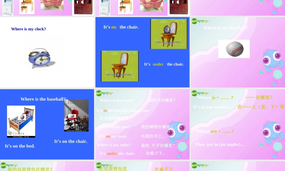 六年级英语上册 Unit 7 Where is your backpack课件 鲁教版