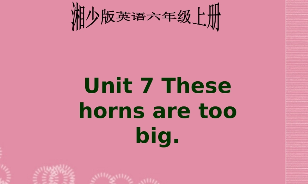 六年级英语上册 Unit 7（1）课件 湘少版