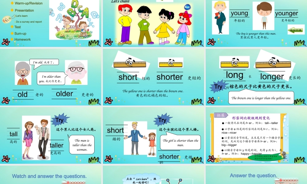 六年级英语下册 Unit 1 How tall are you Part A（第2课时）课件 人教PEP版-人教PEP小学六年级下册英语课件