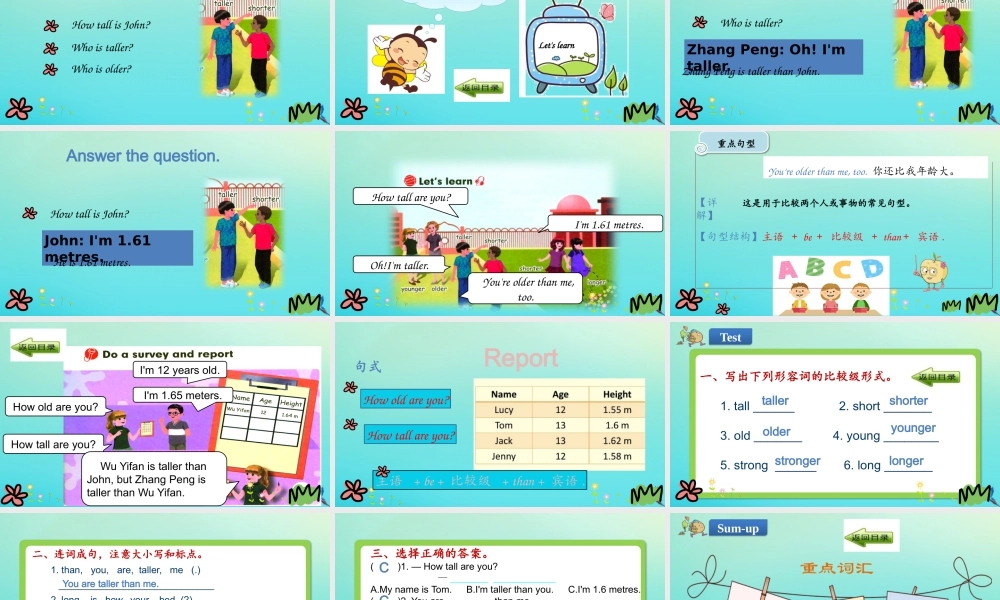 六年级英语下册 Unit 1 How tall are you Part A（第2课时）课件 人教PEP版-人教PEP小学六年级下册英语课件