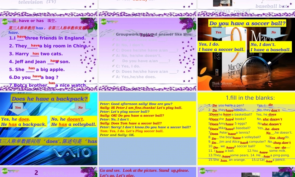 六年级英语上册 Unit 8 Do you have a soccer ball 课件 鲁教版