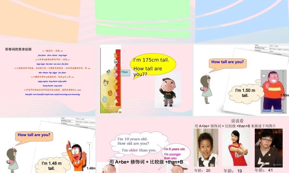 六年级英语下册 Unit 1 How tall are you Part B Lets learn教学课件 人教PEP版-人教PEP小学六年级下册英语课件