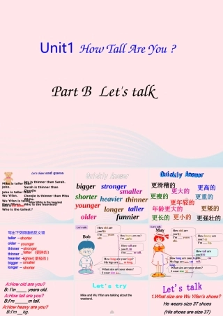 六年级英语下册 Unit 1 How tall are you Part B Lets talk教学课件 人教PEP版-人教PEP小学六年级下册英语课件