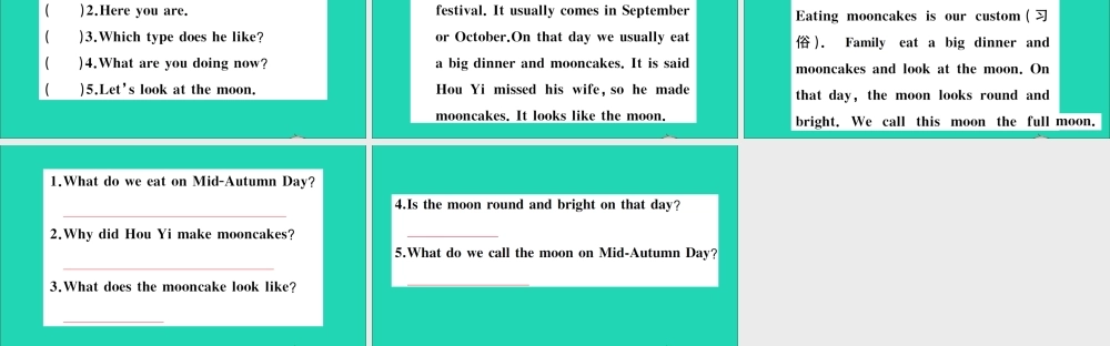 六年级英语上册 Unit 4 The Mid-Autumn Festival is coming作业课件 湘少版-湘少版小学六年级上册英语课件