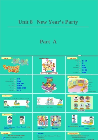 六年级英语上册 Unit 8 New Year's party part A课件+素材 陕旅版（三起）