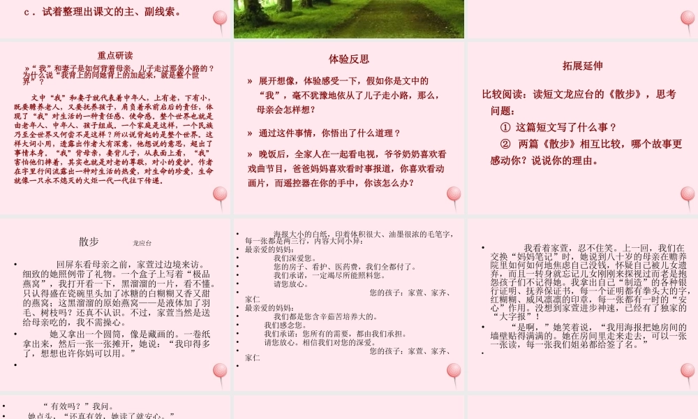 六年级语文上册 第4课《散步》课件2 沪教版-沪教版小学六年级上册语文课件