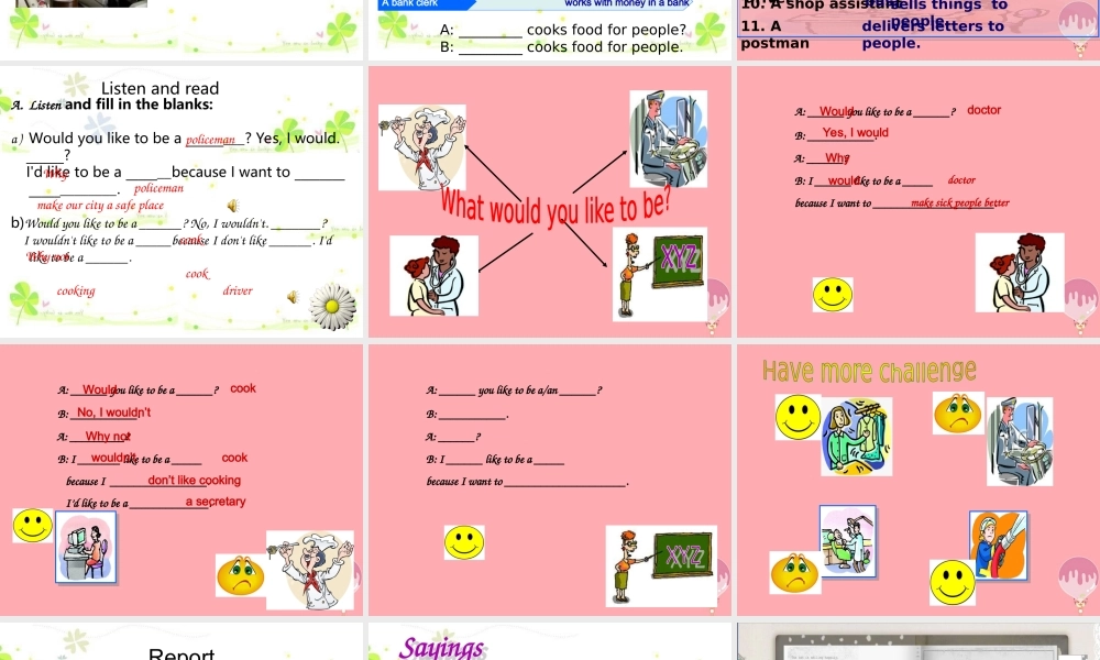 六年级英语上册 Unit 4 What would you like to be课件2 牛津上海版（一起）-牛津上海版小学六年级上册英语课件