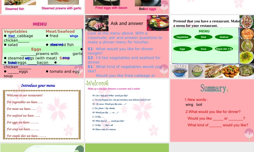 六年级英语上册 Unit 8 The food we eat课件3 牛津上海版（一起）-牛津上海版小学六年级上册英语课件