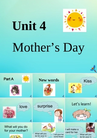 六年级英语下册 Unit 4 Mother’s Day Part A课件1 闽教版（三起）-闽教版小学六年级下册英语课件