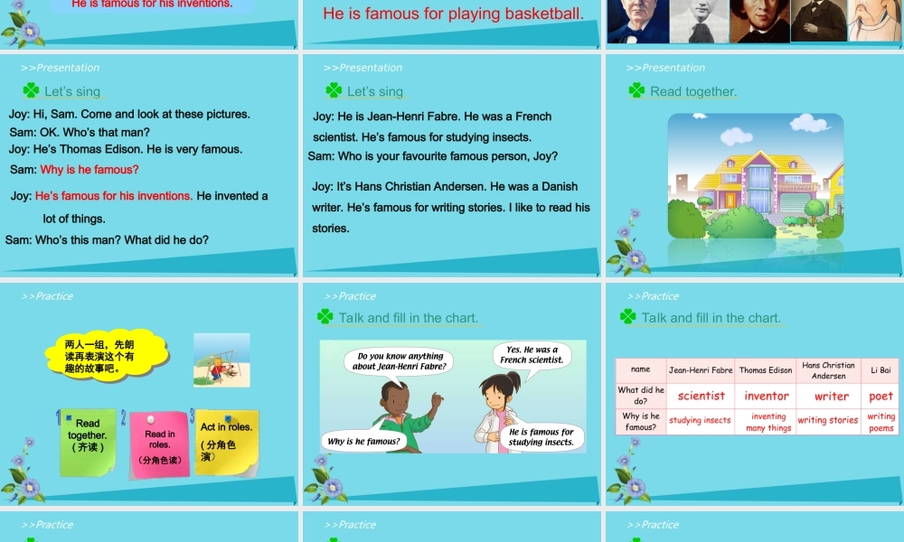 六年级英语上册 Unit 5 Famous People（Lesson 2）课件 人教新起点-人教新起点小学六年级上册英语课件