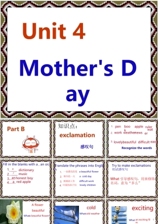 六年级英语下册 Unit 4 Mother’s Day Part B课件2 闽教版（三起）-闽教版小学六年级下册英语课件