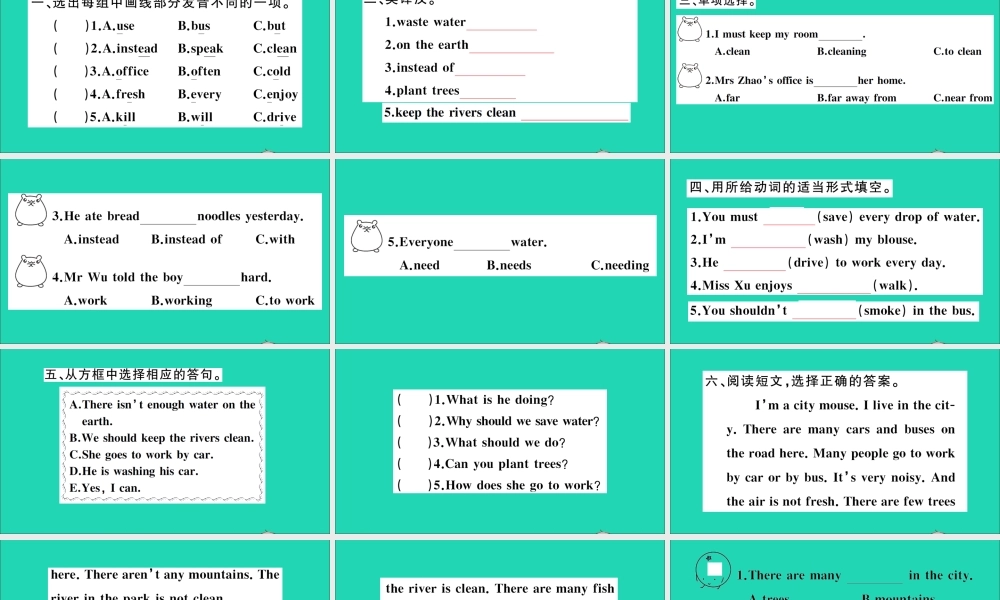 六年级英语上册 Unit 8 We shouldn't waste water作业课件 湘少版-湘少版小学六年级上册英语课件