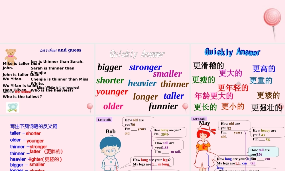 六年级英语下册 Unit 1 How tall are you PartB Lets talk课件 人教PEP版-人教PEP小学六年级下册英语课件