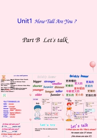 六年级英语下册 Unit 1 How tall are you PartB Lets talk课件 人教PEP版-人教PEP小学六年级下册英语课件