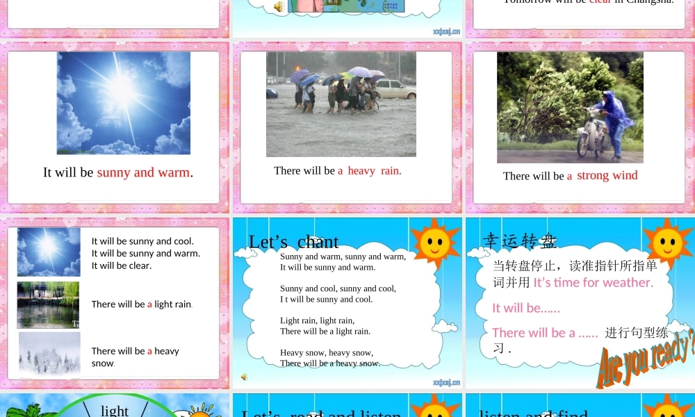 六年级英语上册 Unit 5 It will be sunny and cool tomorrow课件 湘少版-湘少版小学六年级上册英语课件