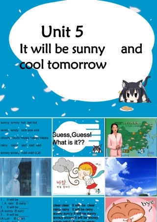 六年级英语上册 Unit 5 It will be sunny and cool tomorrow课件1 湘少版-湘少版小学六年级上册英语课件