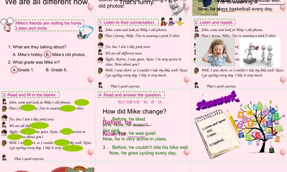 六年级英语下册 Unit 4 Then and now B Lets talk课件 人教PEP版-人教PEP小学六年级下册英语课件