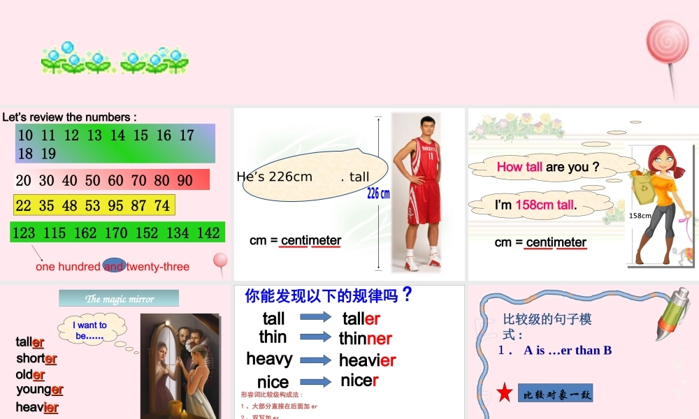 六年级英语下册 Unit 1 How tall are you PartB课件 人教PEP版-人教PEP小学六年级下册英语课件