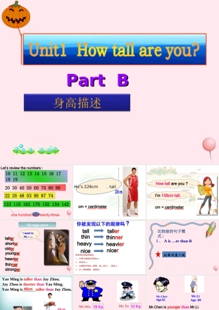 六年级英语下册 Unit 1 How tall are you PartB课件 人教PEP版-人教PEP小学六年级下册英语课件