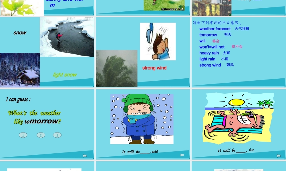 六年级英语上册 Unit 5 It will be sunny and cool tomorrow课件2 湘少版-湘少版小学六年级上册英语课件