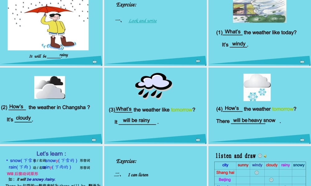 六年级英语上册 Unit 5 It will be sunny and cool tomorrow课件2 湘少版-湘少版小学六年级上册英语课件