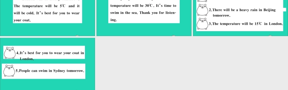 六年级英语上册 Unit 5 It will be sunny and cool tomorrow作业课件 湘少版-湘少版小学六年级上册英语课件