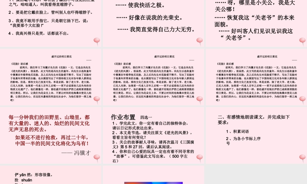 六年级语文上册 第6课《花脸》课件3 沪教版-沪教版小学六年级上册语文课件