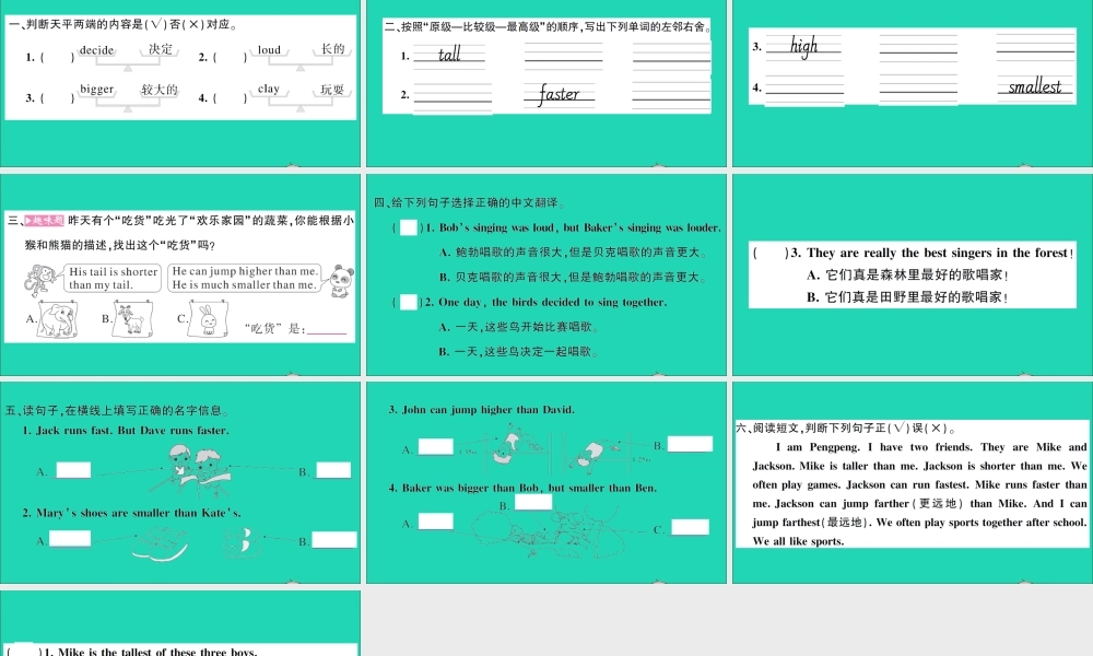 六年级英语上册 Unit 9 This bird is bigger than fist one第二课时作业课件 湘少版（三起）-湘少版小学六年级上册英语课件