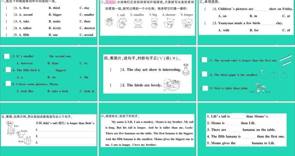 六年级英语上册 Unit 9 This bird is bigger than fist one第一课时作业课件 湘少版（三起）-湘少版小学六年级上册英语课件