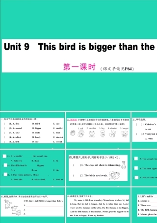 六年级英语上册 Unit 9 This bird is bigger than fist one第一课时作业课件 湘少版（三起）-湘少版小学六年级上册英语课件