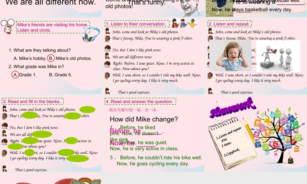 六年级英语下册 Unit 4 Then and now Part B Lets talk教学课件 人教PEP版-人教PEP小学六年级下册英语课件