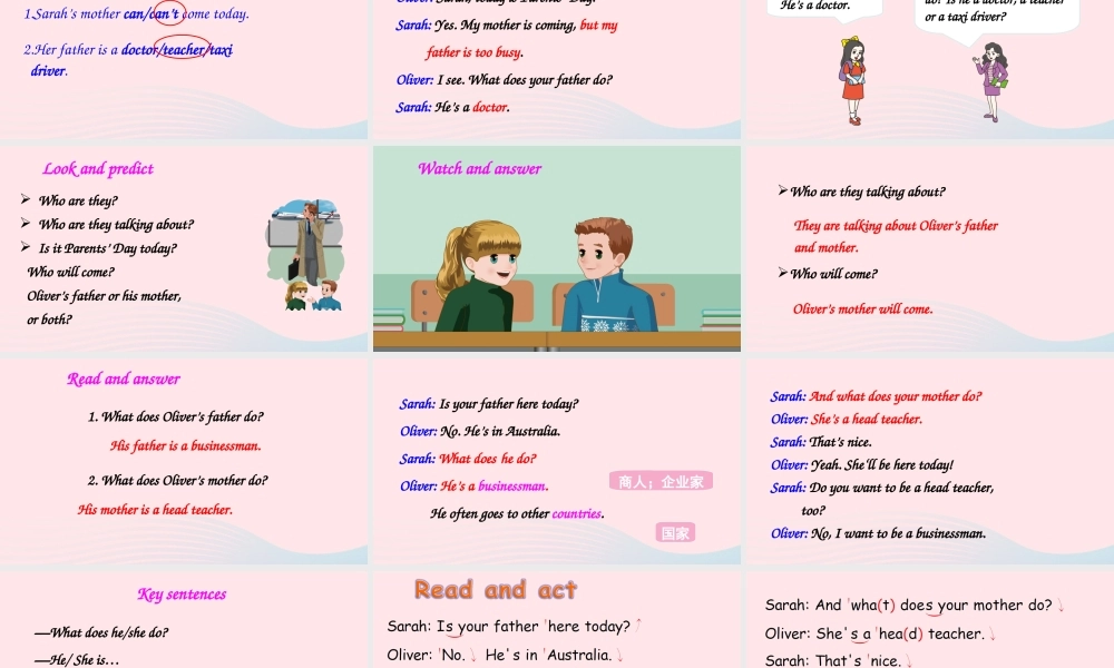 六年级英语上册 Unit 5 What does he do Part A 第1课时上课课件+素材 人教PEP版