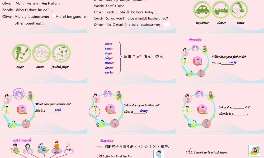 六年级英语上册 Unit 5 What does he do Part A 第2课时备用课件+素材 人教PEP版