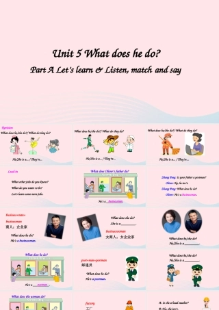 六年级英语上册 Unit 5 What does he do Part A 第2课时上课课件+素材 人教PEP版