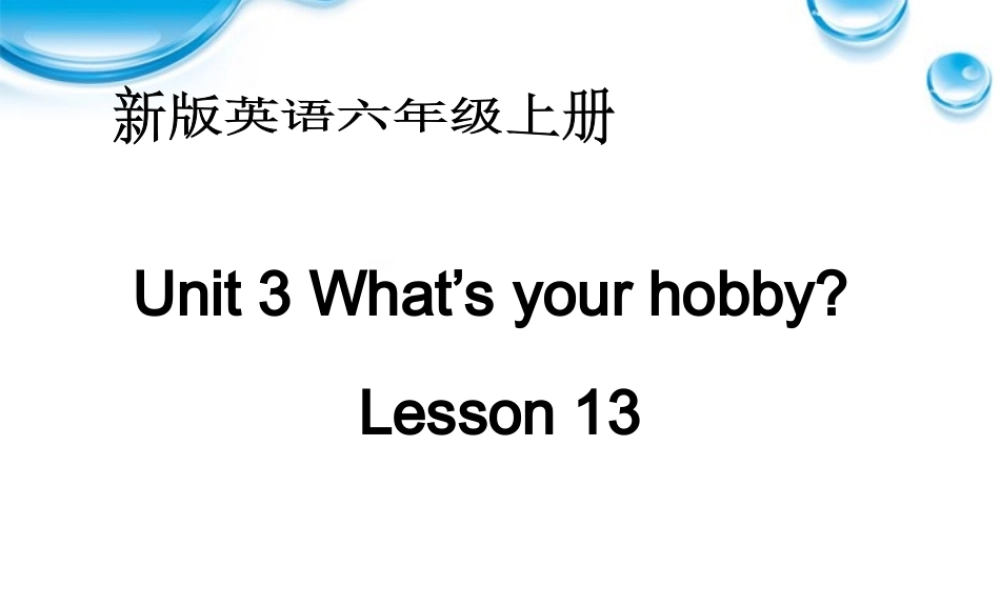 六年级英语上册 unit3 lesson13课件 人教新版