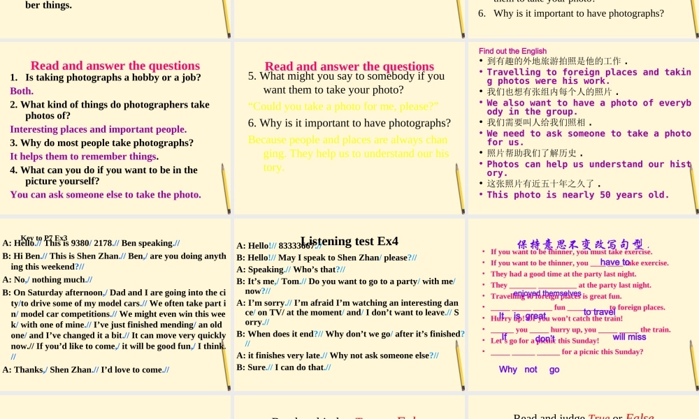 六年级英语下册 Unit 1 Our Hobbies课件 教科版
