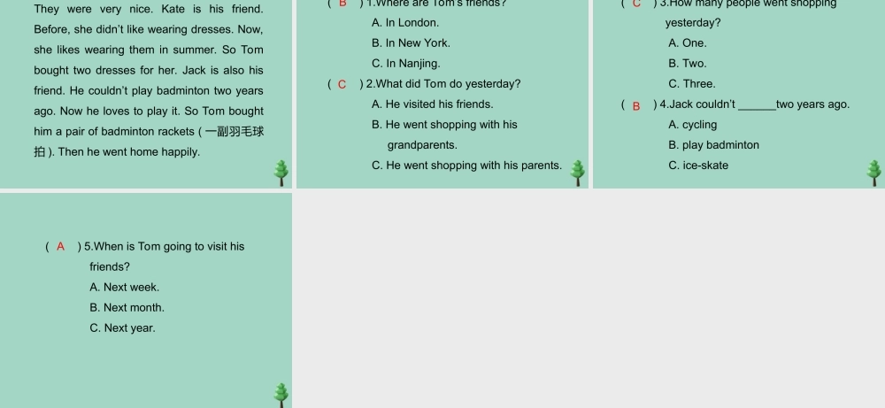 六年级英语下册 Unit 4 Then and now Part B周末自主作业习题课件 人教PEP版-人教PEP小学六年级下册英语课件