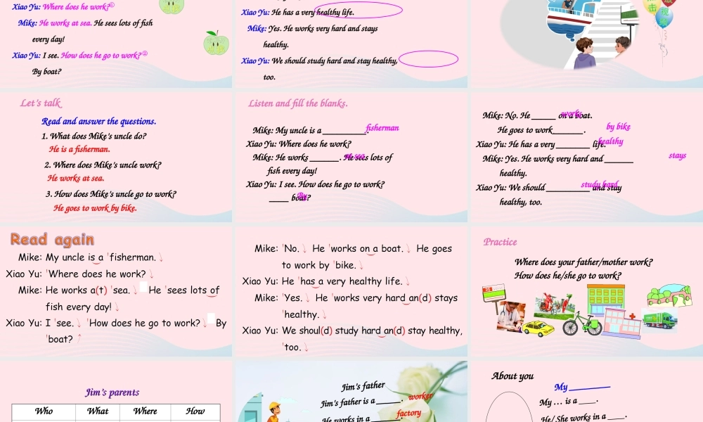 六年级英语上册 Unit 5 What does he do Part B 第2课时备用课件+素材 人教PEP版