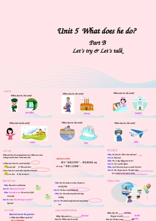 六年级英语上册 Unit 5 What does he do Part B 第2课时备用课件+素材 人教PEP版